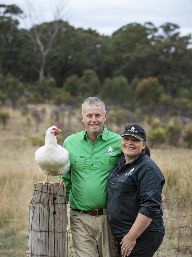 Mandy and Ian McClaren of Yapunyah Meadow Grazed Chickens at Graytown. Picture: Zoe Phillips