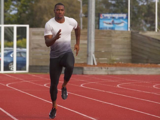 Jamaican track star Yohan Blake training for the Games.