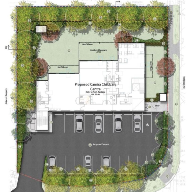 A significant landscape buffer has been included in the design of the childcare centre proposed to be built at 1 Woodlands Ave, Camira.