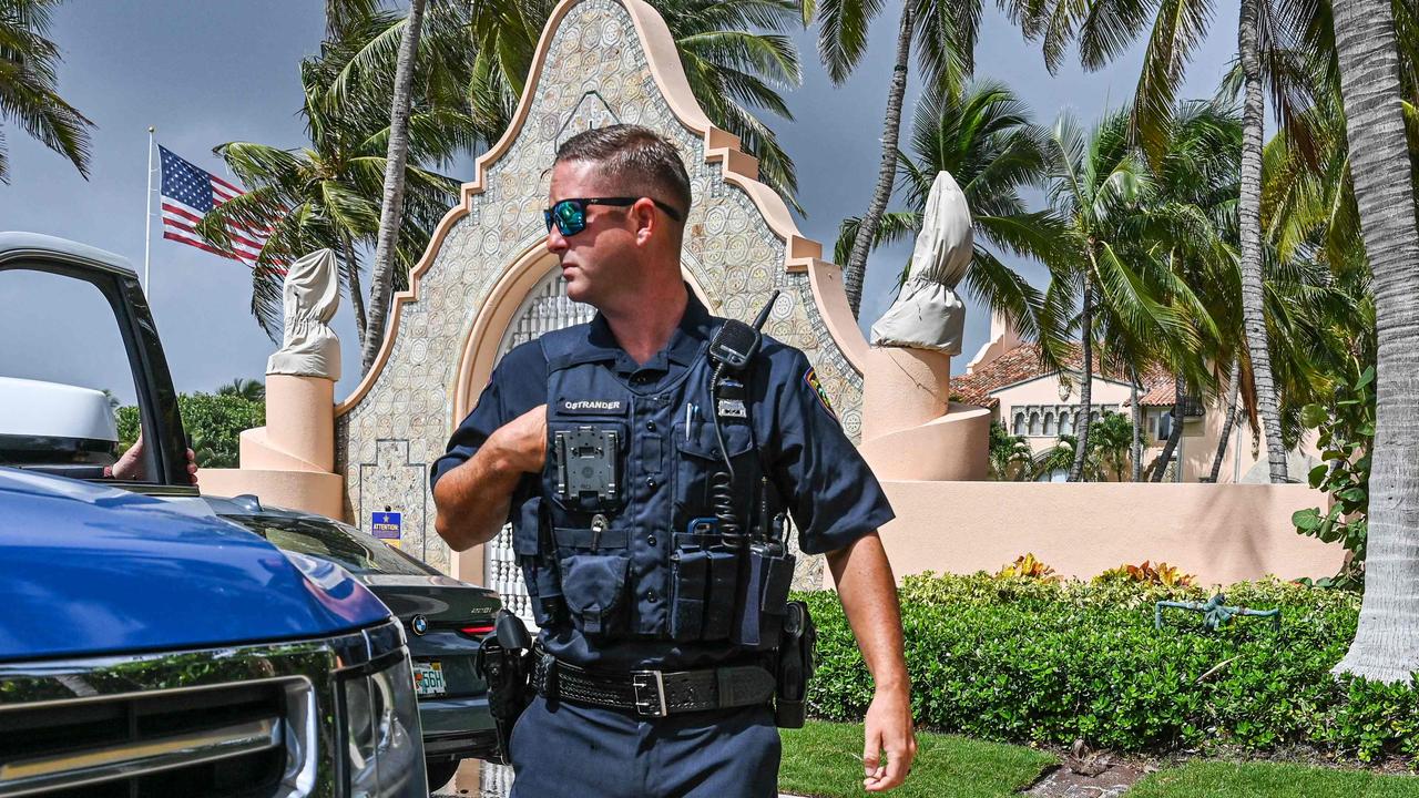 Local law enforcement officers outside Mar-a-Lago. Picture: Giorgio Viera/AFP