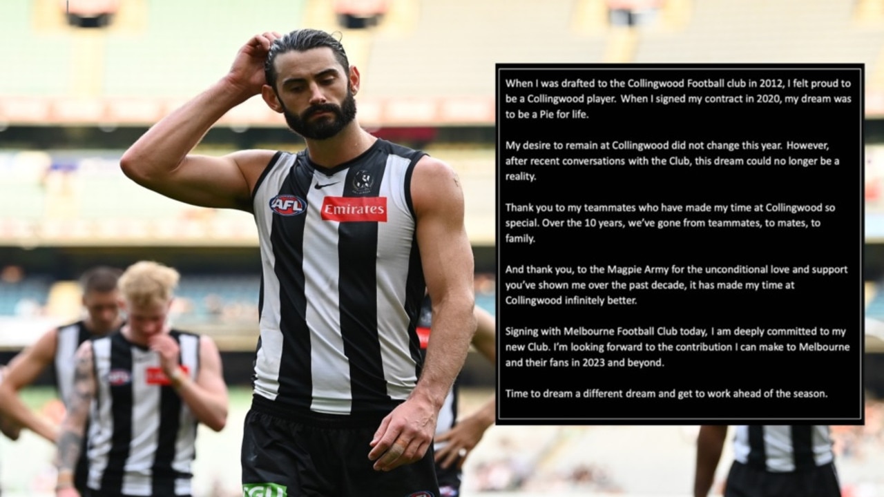 AFL 2022 Brodie Grundy bids farewell to Collingwood traded to