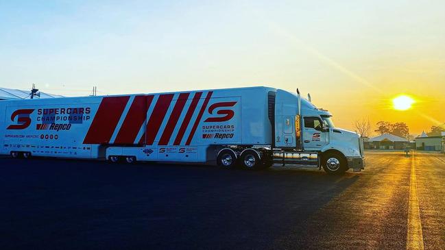 Darwin Supercars trucks have begun arriving in the Top End, ahead of the fan favourite truck convoy Wednesday evening. Picture: Facebook