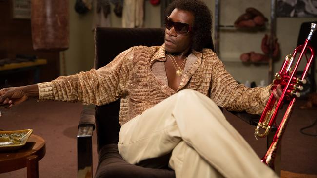 Don Cheadle as jazz musician Miles Davis in a scene from his film<i> Miles Ahead</i>.