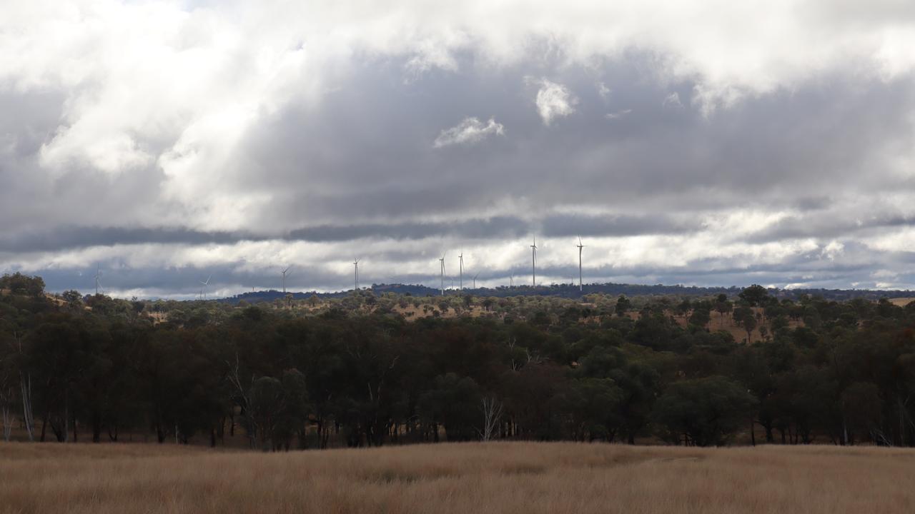 The view of the Macintyre Wind Farm from the Alum Rock Hideaway at Goldfields. Photo: Jessica Klein