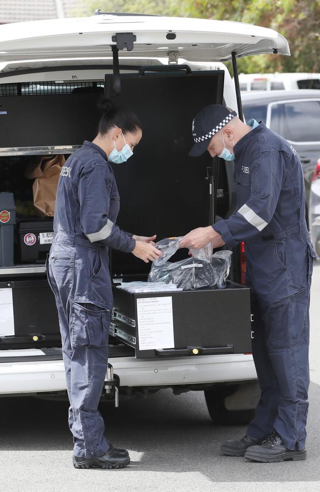 Forensic police at the scene. Picture: David Crosling