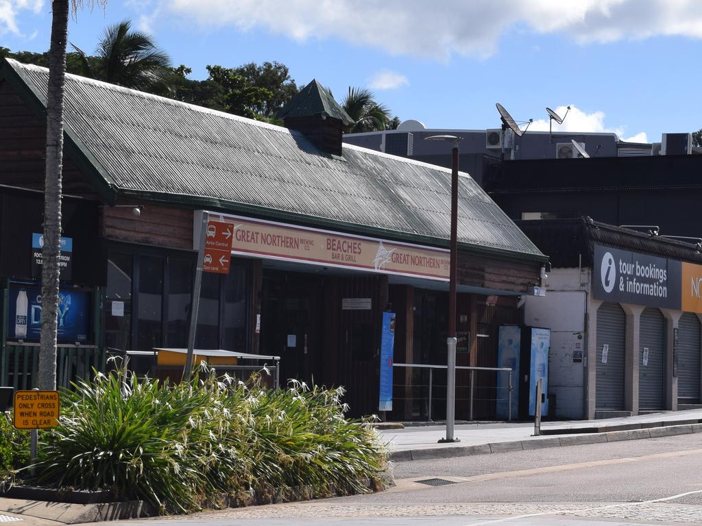 The deserted Airlie Beach Main Street.