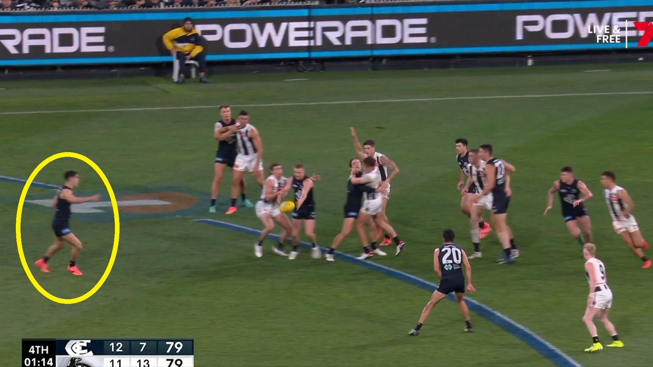 Cerra failed to impact the contest as the defensive player. Credit: Channel 7