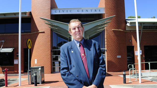 Tea Tree Gully Mayor Kevin Knight outside the council chambers just after he was elected to the position. Picture: Mark Brake