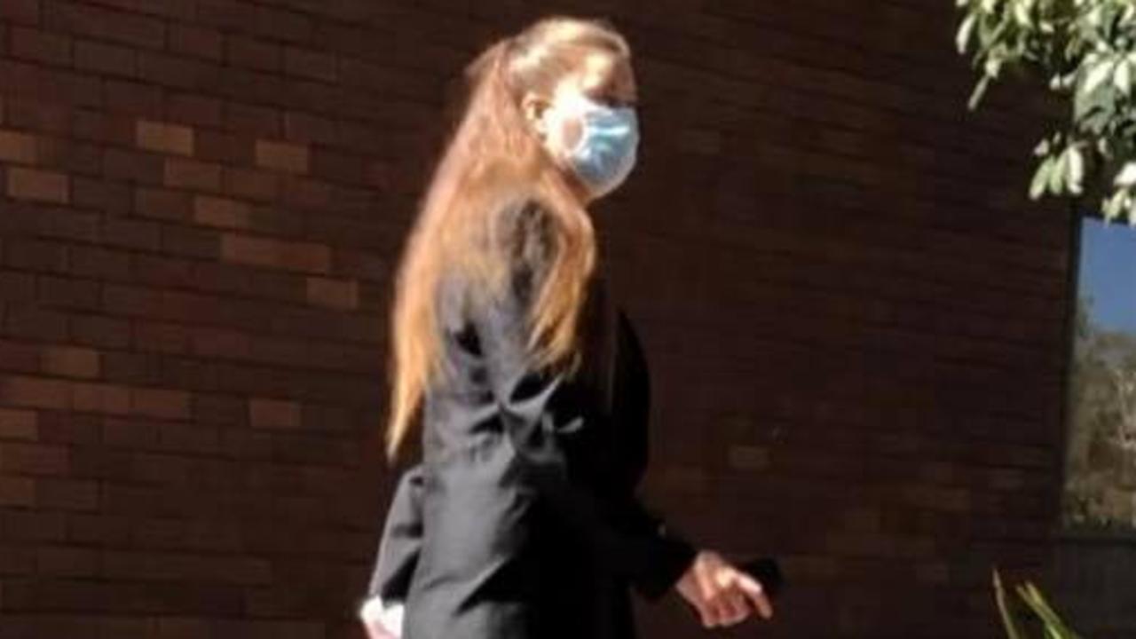 Angelique Bronte Crang leaves Noosa Magistrates Court after being sentenced for four public nuisance offences. Picture: Laura Pettigrew.