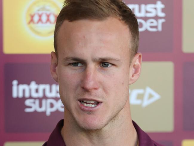 Daly Cherry-Evans talks to media. The Queensland State of Origin side meeting fans at Hervey Bay for the teams Fan Day.  Pic Peter Wallis