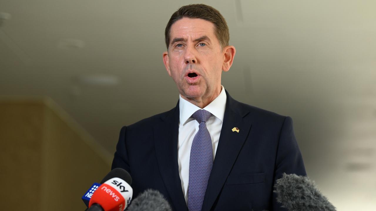 Queensland Treasurer and Minister for Trade and Investment Cameron Dick speaks at a press conference at Parliament House. Mr Dick made a statement on Glencore's announcement about its Mount Isa Copper operations. Picture: Dan Peled / NCA NewsWire