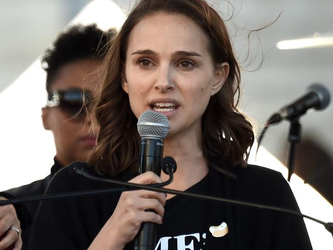 Natalie Portman speaks onstage at 2018 Women's March Los Angeles. Picture: Getty