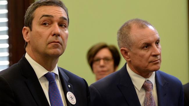 Opposition Leader Steven Marshall and Premier Jay Weatherill — political analysts said the Electoral Commission’s redraw of electoral boundaries in 2016 put the Liberals in the box seat to form government at the next state election.