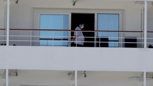 Passengers and crew still on board MV Artania moored at Fremantle Port which is refusing to leave. Picture: Colin Murty