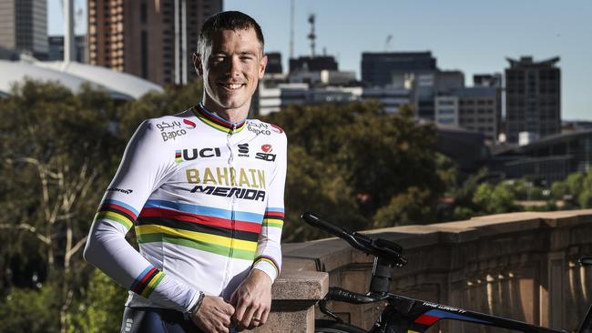 CYCLING - Time Trial World Champion Rohan Dennis at home with his rainbow jersey. Picture SARAH REED