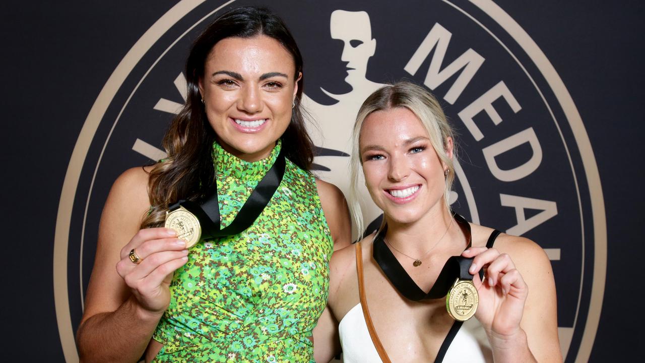 Boyle with Dragons star Emma Tonegato, last season’s joint Dally M Medal winners. Picture: Steve Pohlner