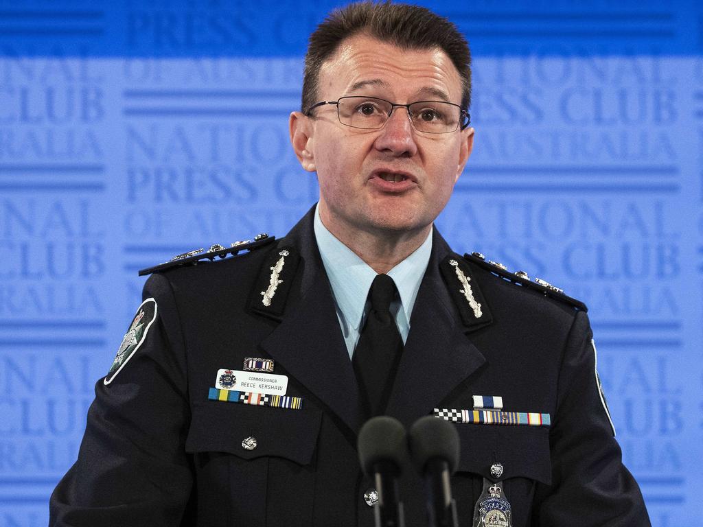 Commissioner Reece Kershaw praised the ‘staggering’ breadth of crime addressed by Operation Ironside. Picture: Gary Ramage/NCA NewsWire