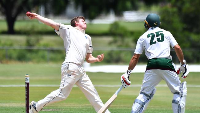 Norths bowler Connor Sully in action. Picture, John Gass