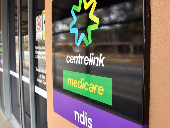 The Centrelink sign is seen in the west NSW town of Broken Hill, Sunday, July 8, 2018. (AAP Image/Mick Tsikas) NO ARCHIVING