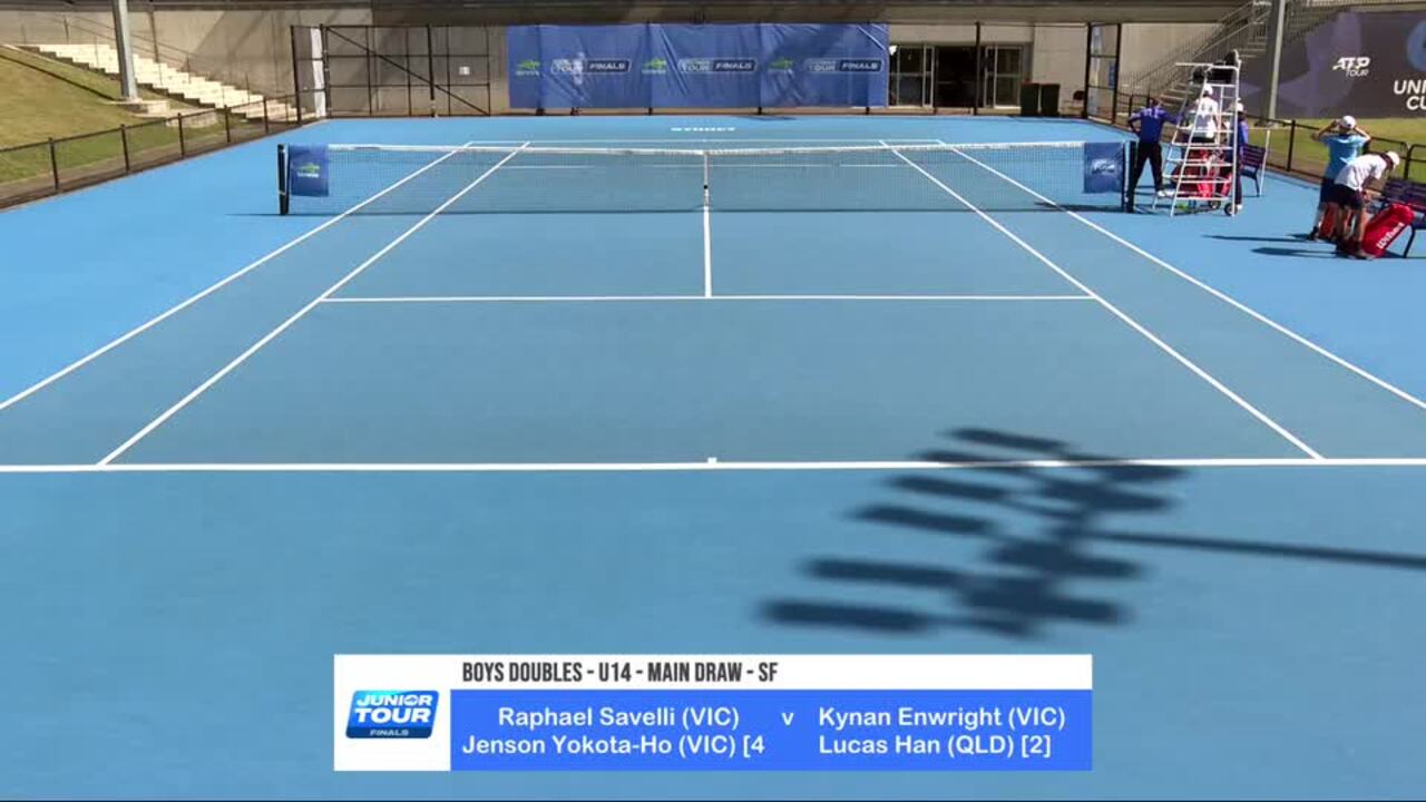 Replay: Raphael Savelli/Jenson Yokota-Ho v Kynan Enwright/Lucas Han (Under-14 Boys Doubles SF) — 2024 Tennis Australia Junior Tour Masters U12, U14 Day 6