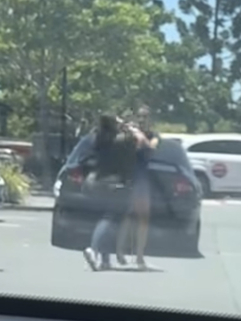 Two women get into a brawl at a shopping centre car park. Picture: Facebook