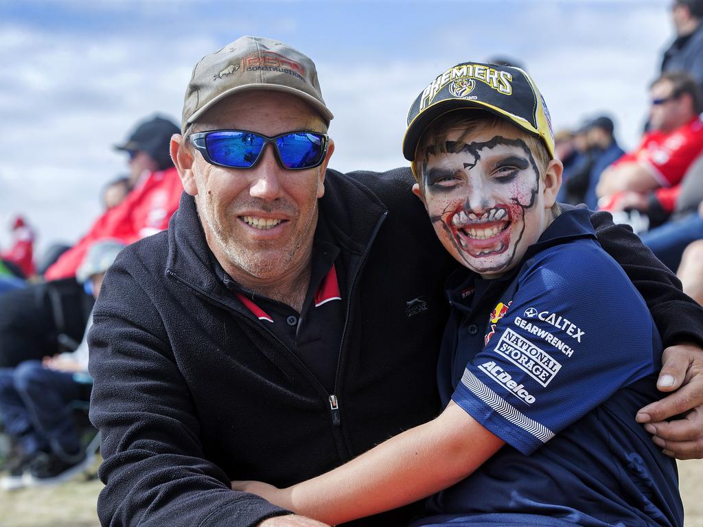 Paul Hoare and son Lucas Hoare 11 of Tunnack at Symmons Plains. PICTURE CHRIS KIDD