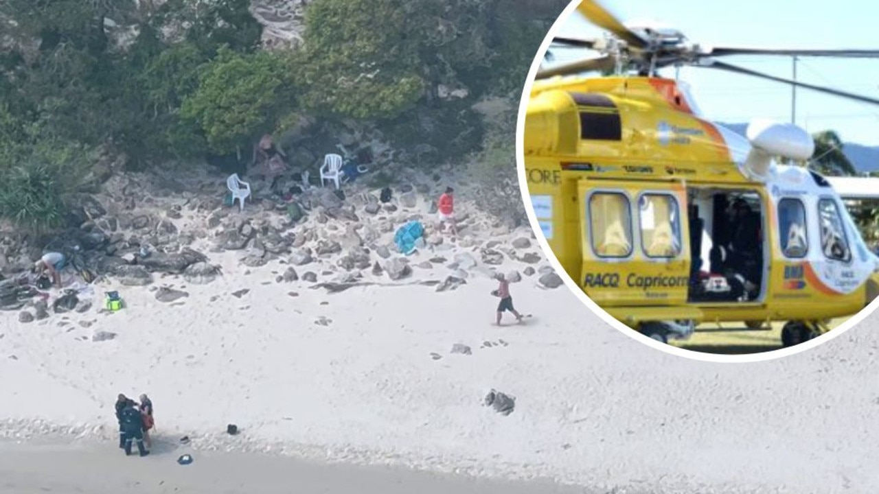 A winch rescue of a bushwalker on Great Keppel Island on October 1, 2022.