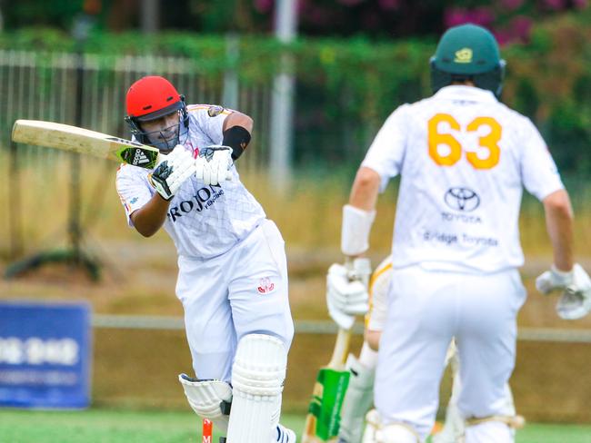 Antum Naqvi made 30 against Nightcliff at Tracy Village Oval. Picture: Glenn Campbell