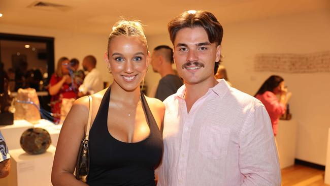 Millana Hawkins and Anselm Cowley at the SWELL Art Prize at Broadbeach Community Space for Gold Coast at Large. Picture, Portia Large.