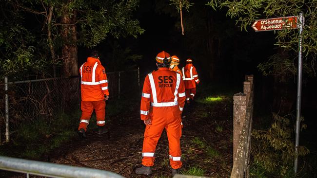 SES and volunteers searched into the night on Tuesday. Picture: Jason Edwards