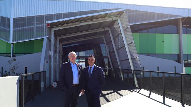 Cr Paul Antonio with Cr James O'Shea outside the new Toowoomba Regional Council principal depot.