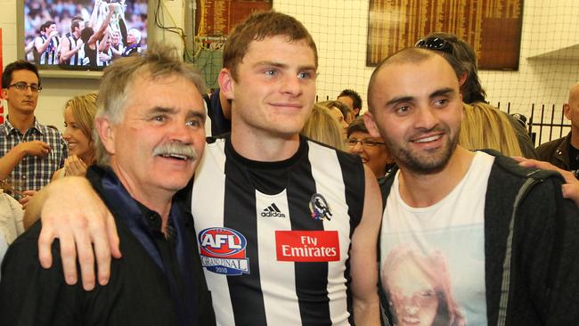 Ray, Heath and Rhyce Shaw after the Pies’ 2010 grand final win.