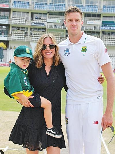 With her cricketer husband Morné Morkel and son Arias last year.