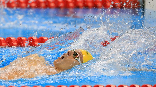 Mitch Larkin during the men’s 200m backstroke semi final. Picture: Alex Coppel.