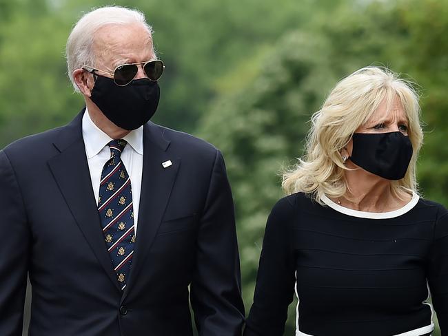 Democratic presidential candidate and former US Vice President Joe Biden and his wife Jill Biden in May. Picture: AFP