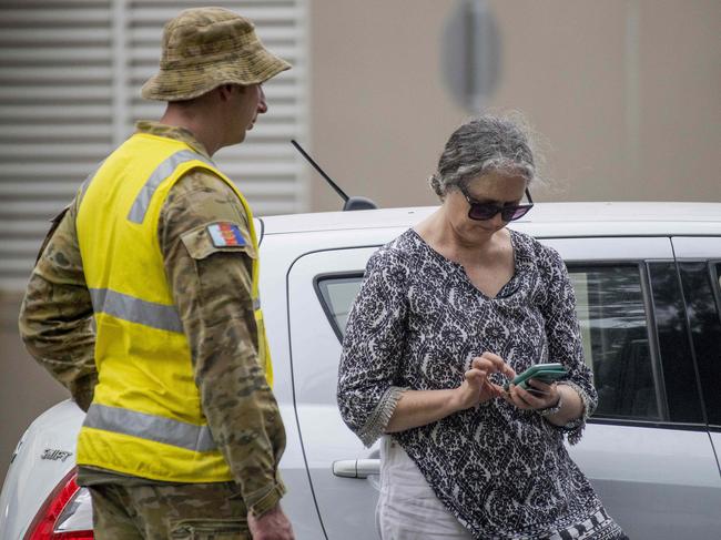 ADF personnel at the QLD-NSW border at Coolangatta. Picture: Jerad Williams