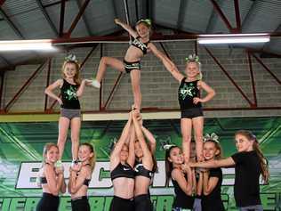 ALL STARS: Some the talented young athletes at the Epic Cheer Allstars gym in Ballina. The girls are fundraising to raise money to attend an event in Hawaii next year after winning 1st place in the Australian Championship in the Level 2 Juniors. Picture: Alison Paterson