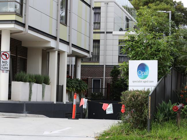 Generic scenes outside Opal Care Bankstown aged care facility. One of the most recent COVID-19 related deaths was an 86-year-old man who was a resident at the Opal Care Bankstown aged care facility, where there were five associated cases. Picture Rohan Kelly