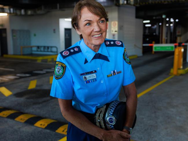 NSW Police Commissioner, Karen Webb, leaves 2GB on Monday after her interview with Ray Hadley. Picture: Justin Lloyd.