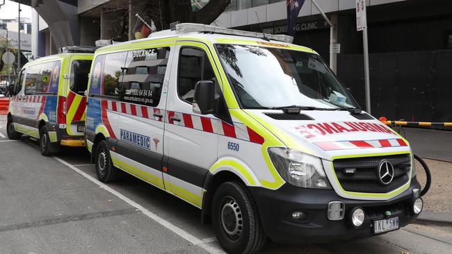 MELBOURNE, AUSTRALIA - NewsWire Photos MAY 07 2021:  STOCK, Ambulances in Melbourne at the Royal Melbourne Hospital.  Picture: NCA NewsWire / David Crosling