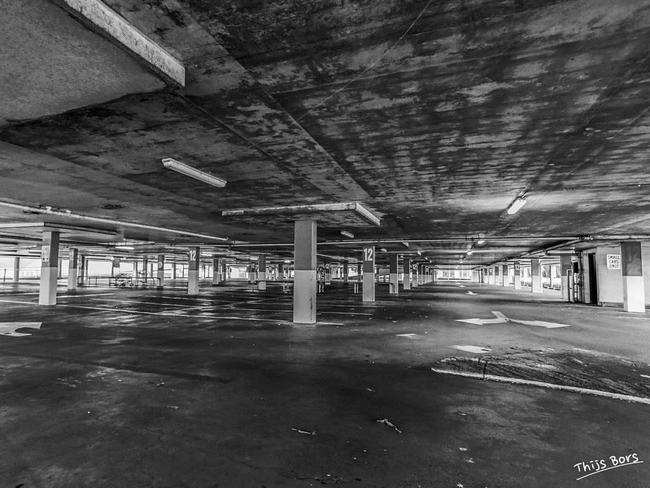 The usually bustling underground carpark at Casuarina Entrance. PHOTO: Thijs Bors