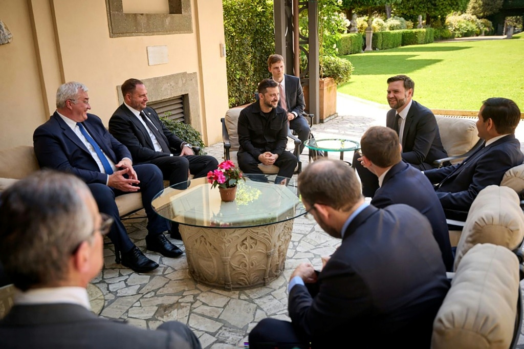 Zelensky meets Vance as Russian drones pound Ukraine