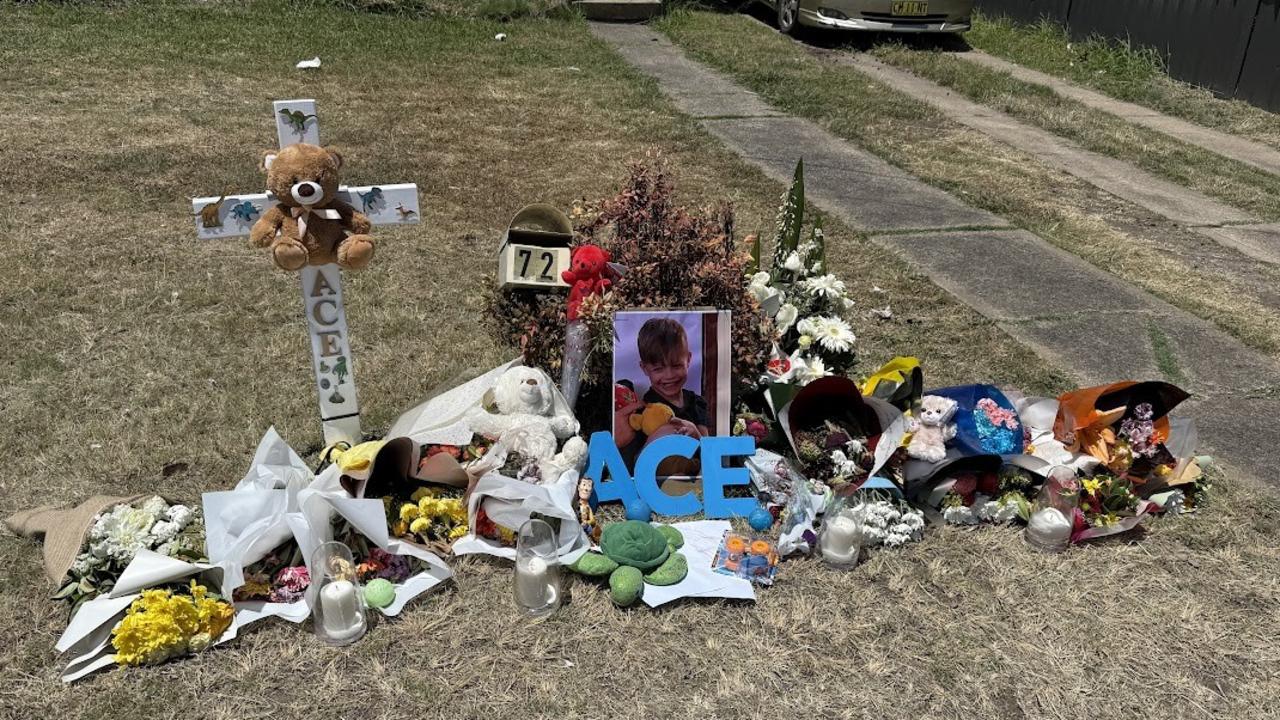 An emotional memorial is set up to honour Ace, who died after being hit by a car in western Sydney. Picture: Supplied