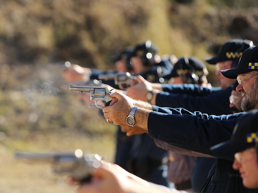 Correctional officer trainees doing shooting training in Windsor. Picture: Tim Hunter