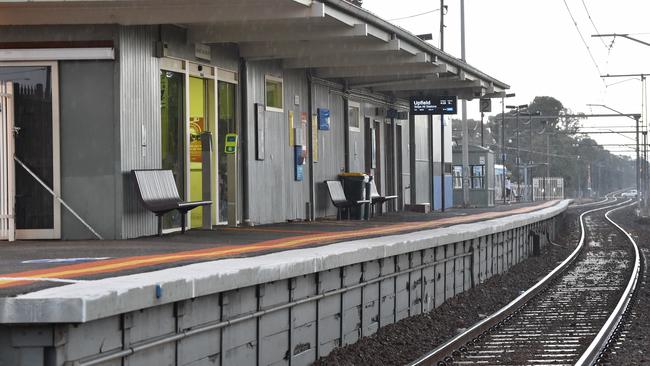 The single track on the Upfield line begins at Gowrie train station. Picture: James Ross