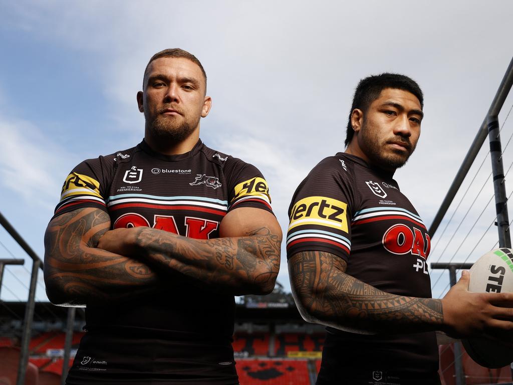 Moses Leota and James Fisher-Harris have formed a powerful bond in their time together at Penrith. Picture: Jonathan Ng