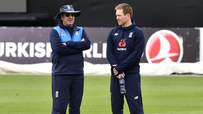 England coach Trevor Bayliss with skipper Eoin Morgan.