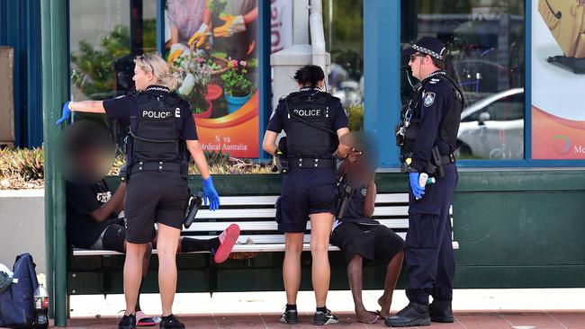 Juveniles chroming outside MP Aaron Harper’s office. Picture: Shae Beplate.