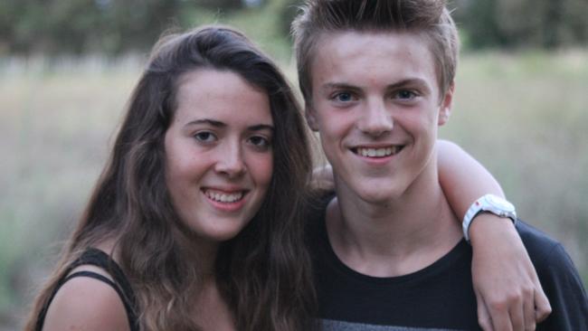 Theo Hayez, 18, with his cousin Lisa Hayez.