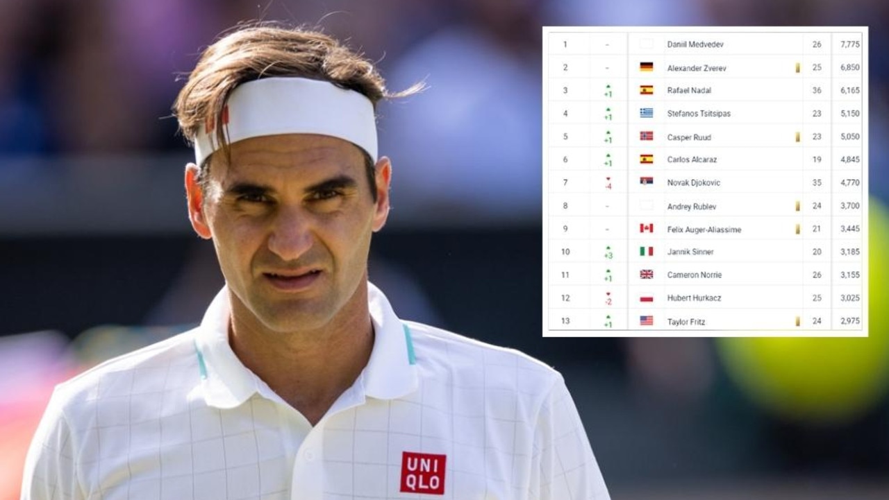 Roger Federer has disappeared from the ATP rankings.